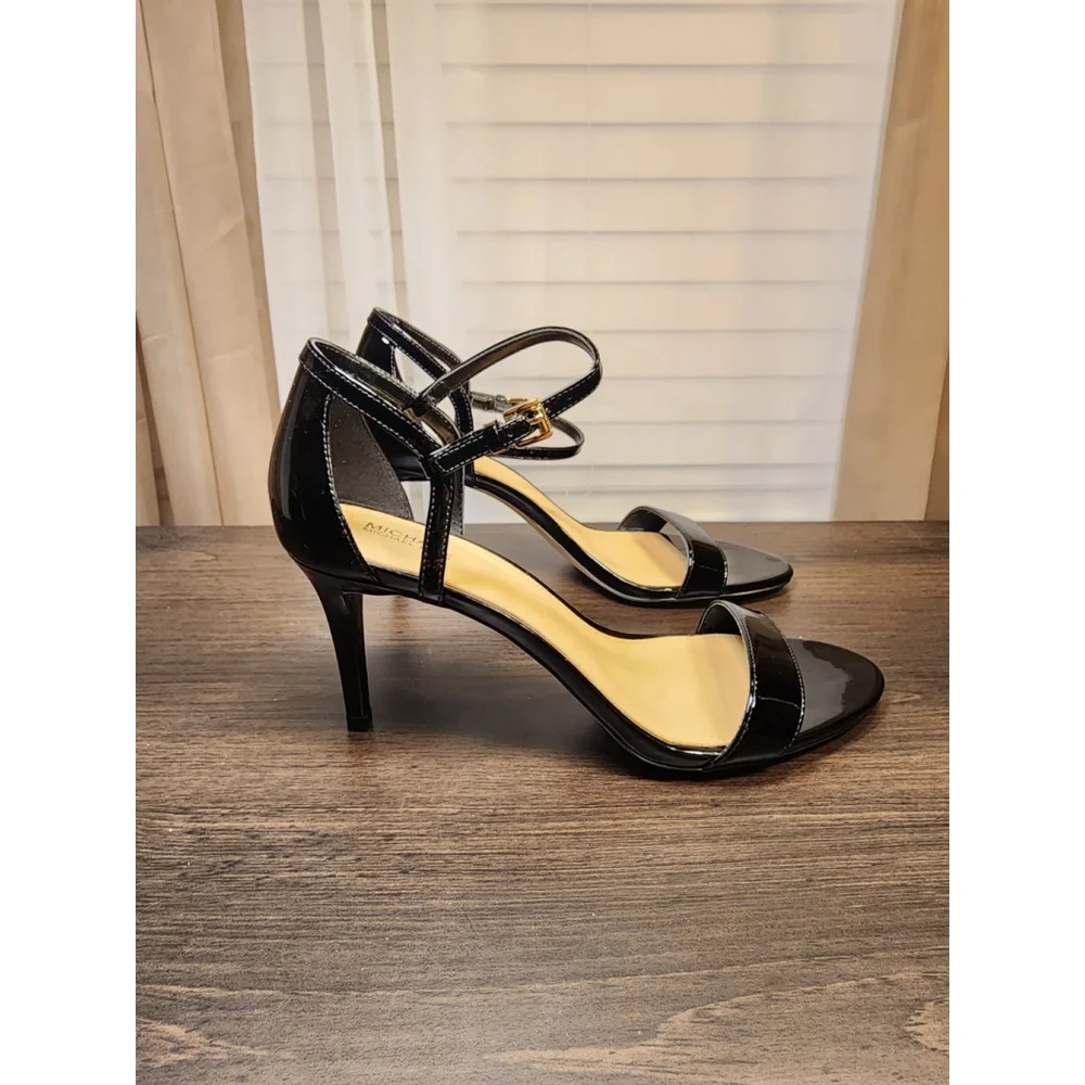 MICHAEL KORS Classic Leather Ankle Strap Stiletto Heel Sandals 9.5 M